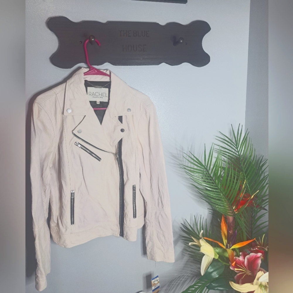 MSRP $299!! Rachel Rachel Roy Leather Cream Jacket Sz XL New 100% Leather!